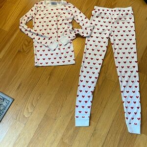 Lake pajamas set long long size 12 girls red hearts